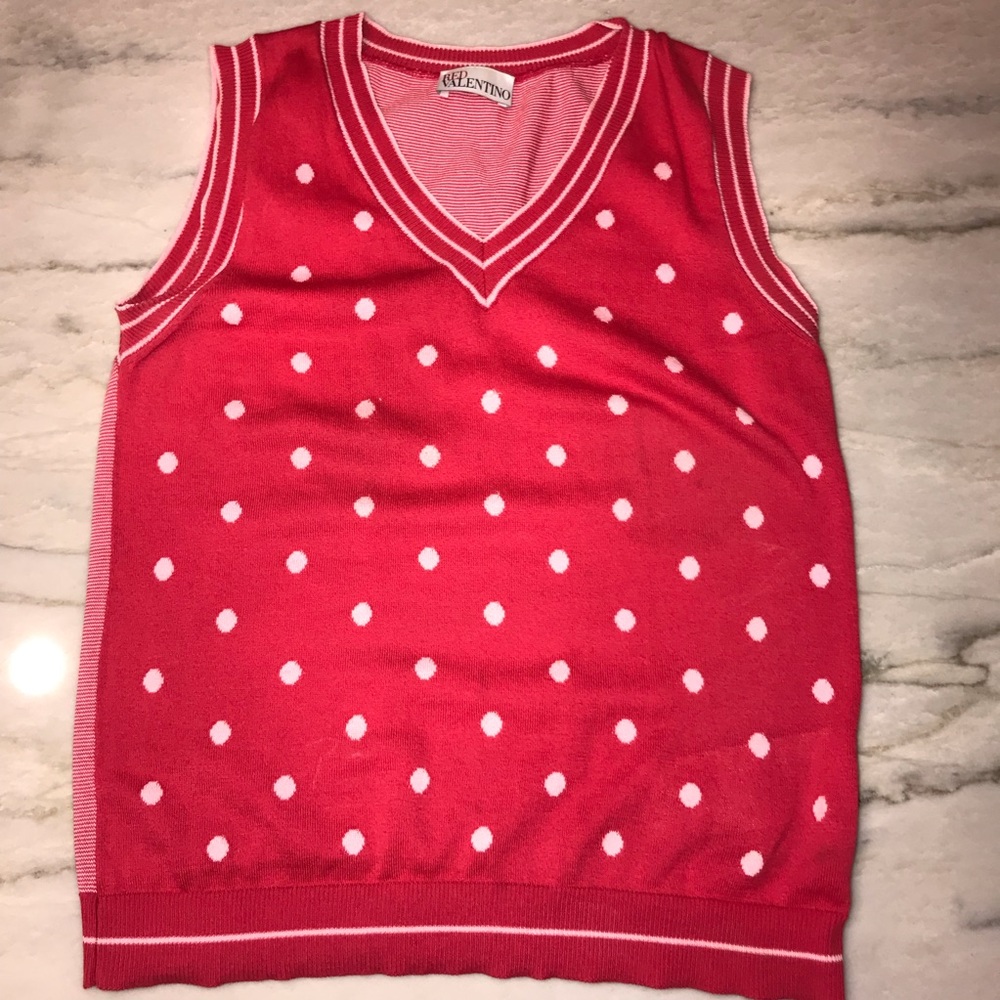 Red Valentino red v neck sleeveless sweater XS